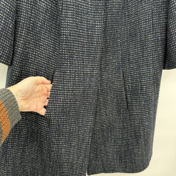 Ann Taylor Wool Blend Tweed Swing Coat in Navy Comfort Business Cocktail Large - Picture 3 of 11